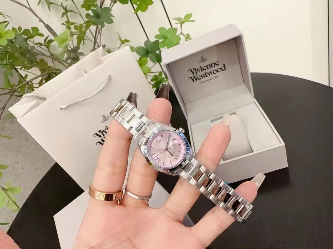 Replica Vivienne Westwood Light Pink Dial Saturn Watch - 28MM