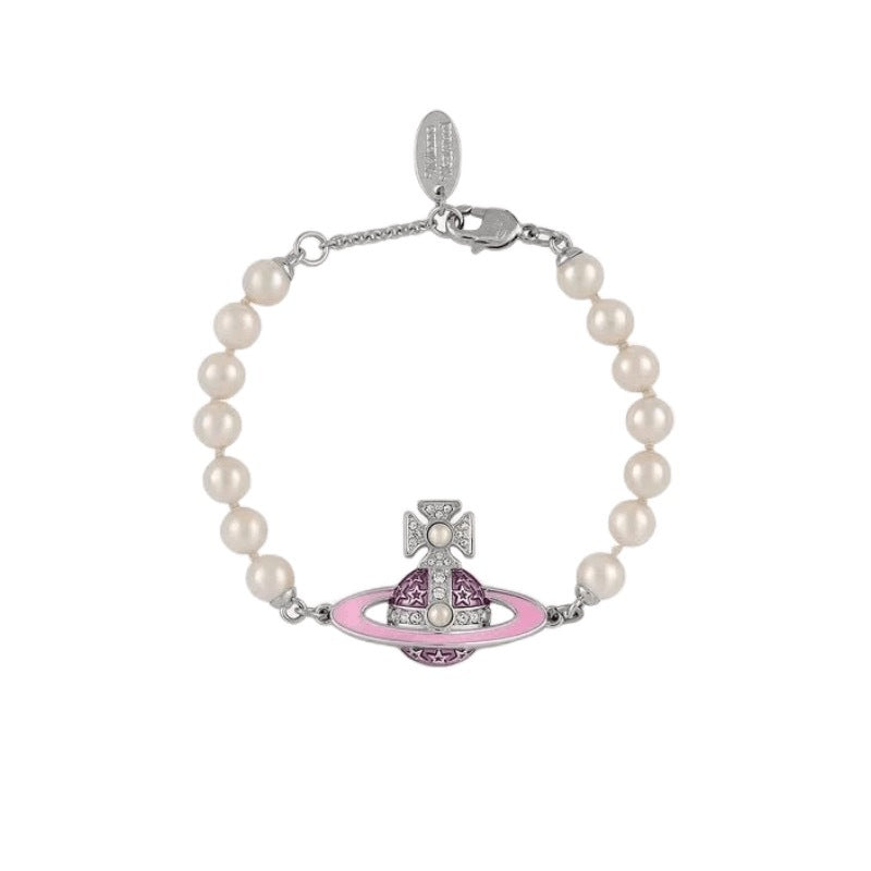 Replica Vivienne Westwood Enamel Diamond Saturn Bracelet