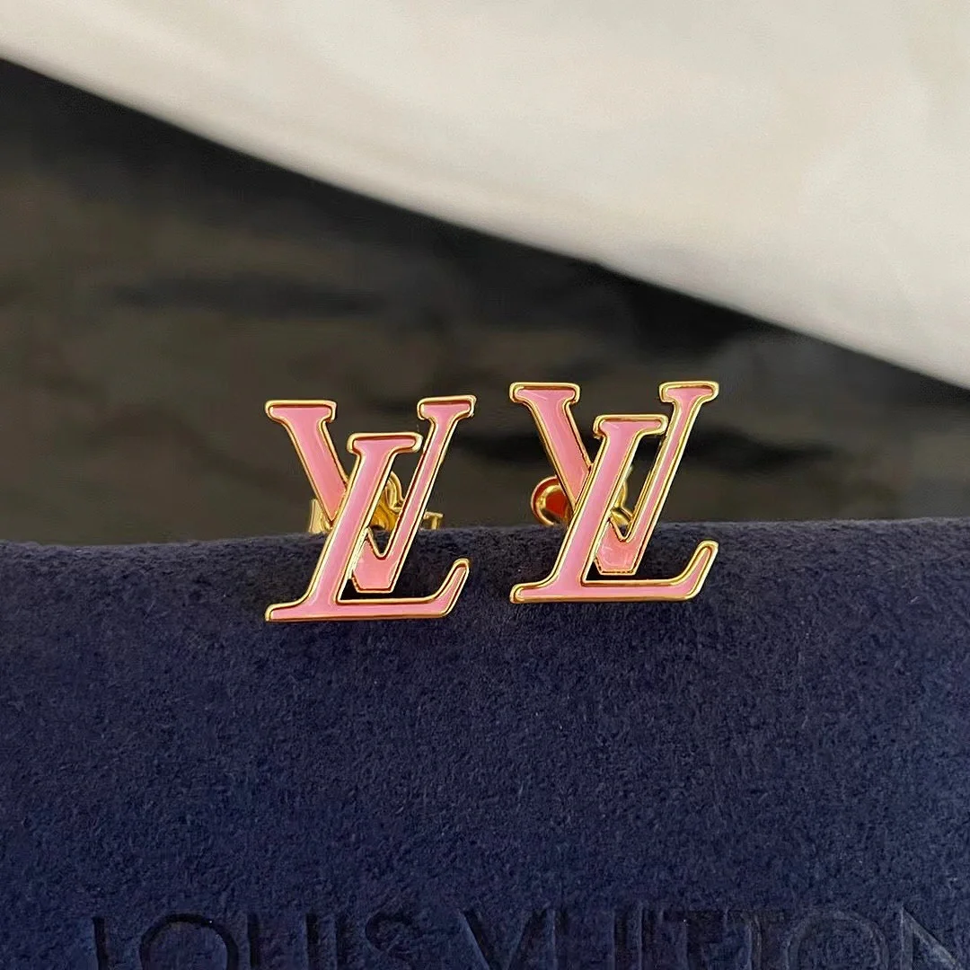Replica Louis Vuitton Pink LV Letter Earrings