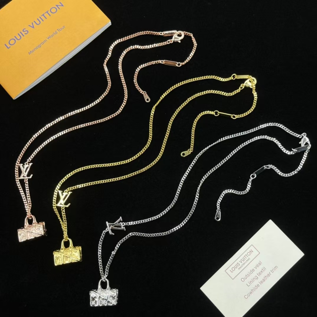 Louis Vuitton Bag Pendant Necklace Gold