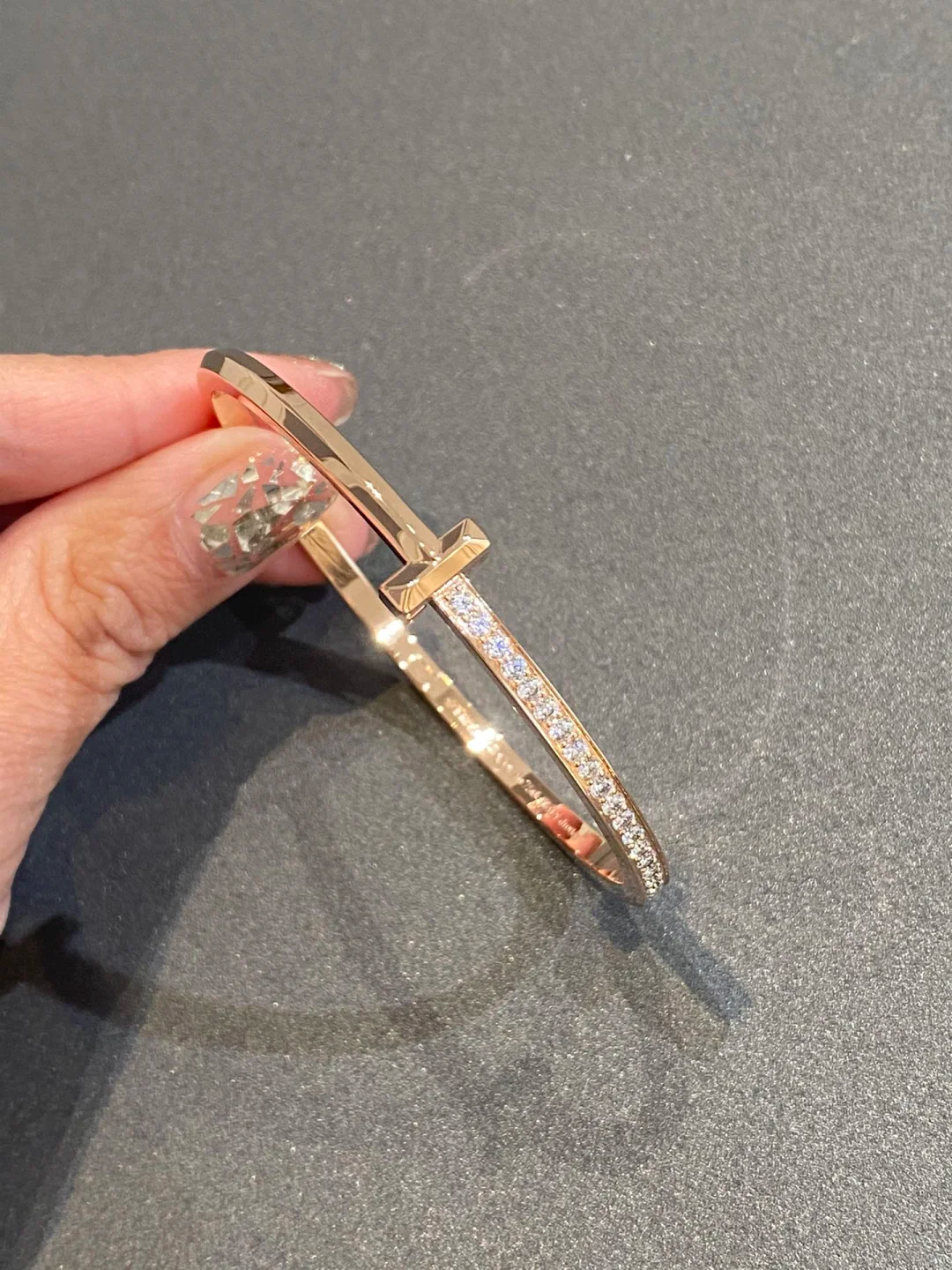 Replica Tiffany T1 Narrow Diamond Hinged Bangle