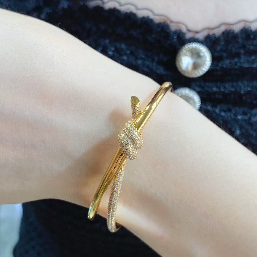 Replica Tiffany Knot Double Row Hinged Bangle
