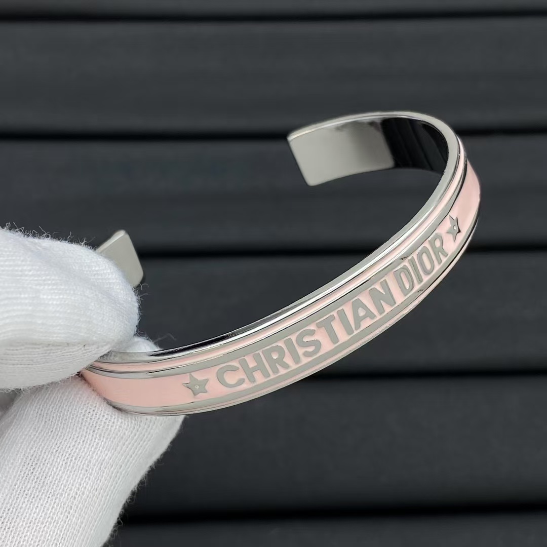 Replica Christian Dior Pink Enamel Bangle Bracelet