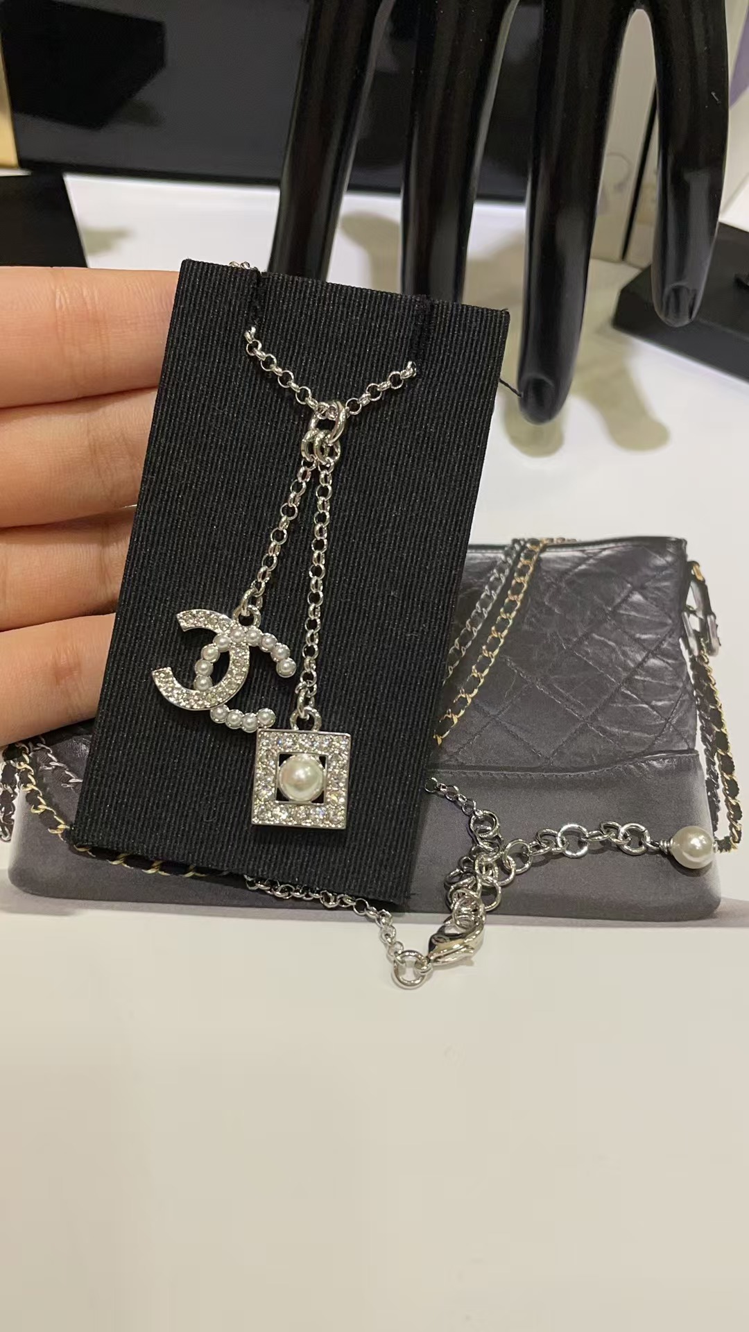 Replica Chanel Two Pendants Drop Y Necklace
