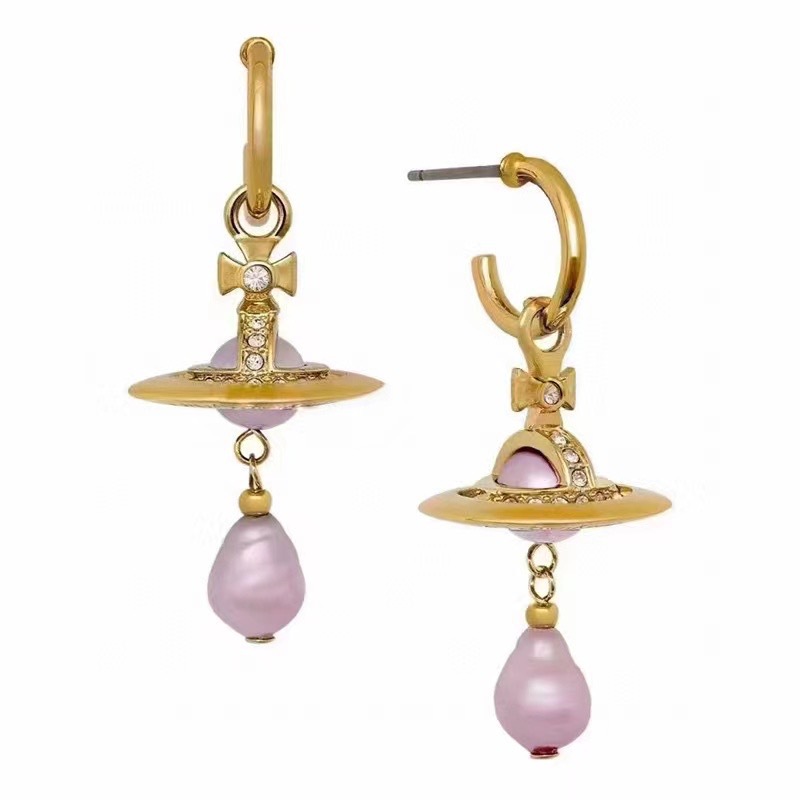 replica Vivienne Westwood Light Purple Baroque Pearl Earrings