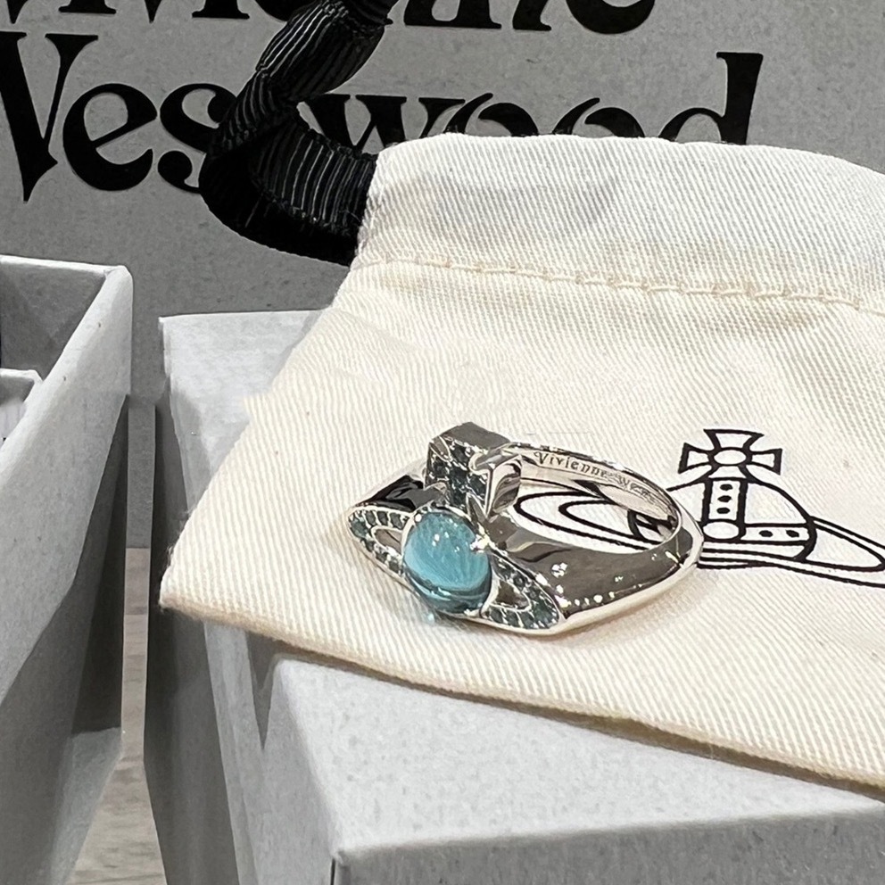 Replica Vivienne Westwood Lake Blue Lucky Bead Saturn Ring