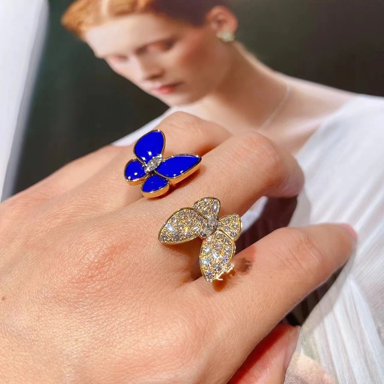 Replica Van Cleef & Arpels Two Butterfly Between Finger Ring
