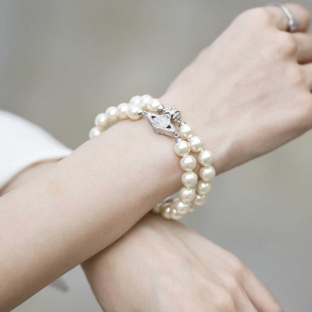Replica Vivienne Westwood 2 Row Pearl Bracelet