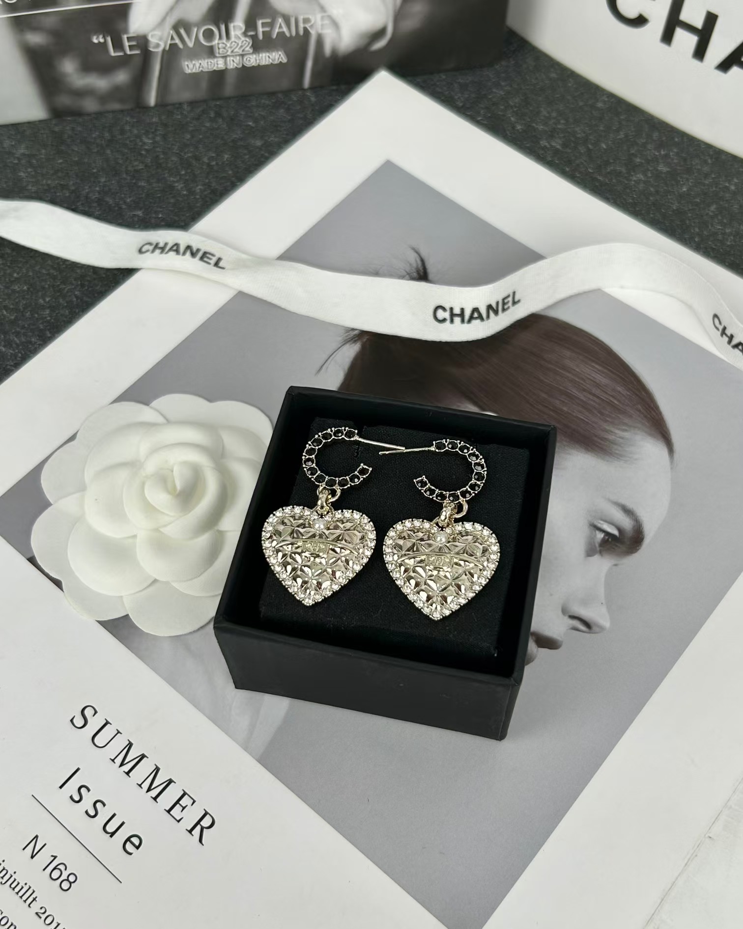 Replica Chanel Hoop with Heart Dangle Earrings