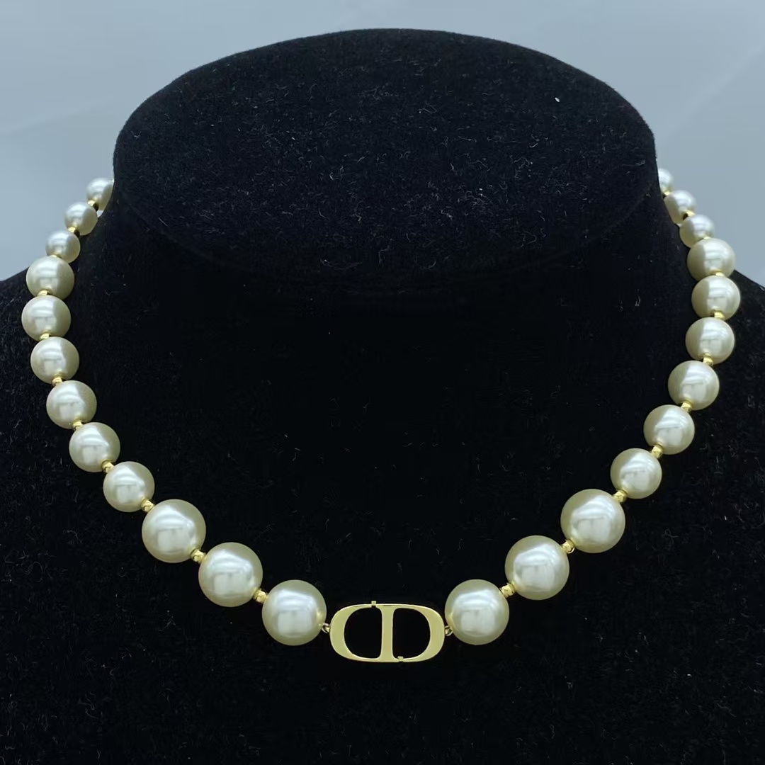 Replica Dior CD Pendant Pearl Choker Necklace