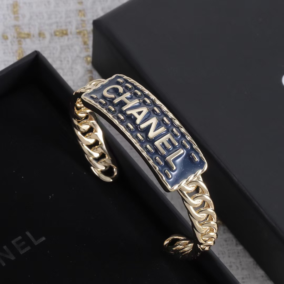 Replica Chanel Letters Denim Open Bangle Bracelet