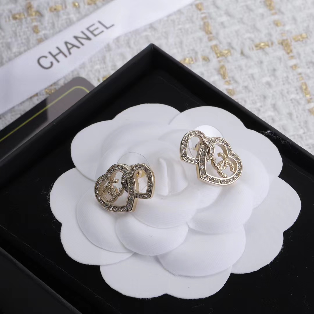 Replica Chanel Two Hollow Heart Stud Earrings