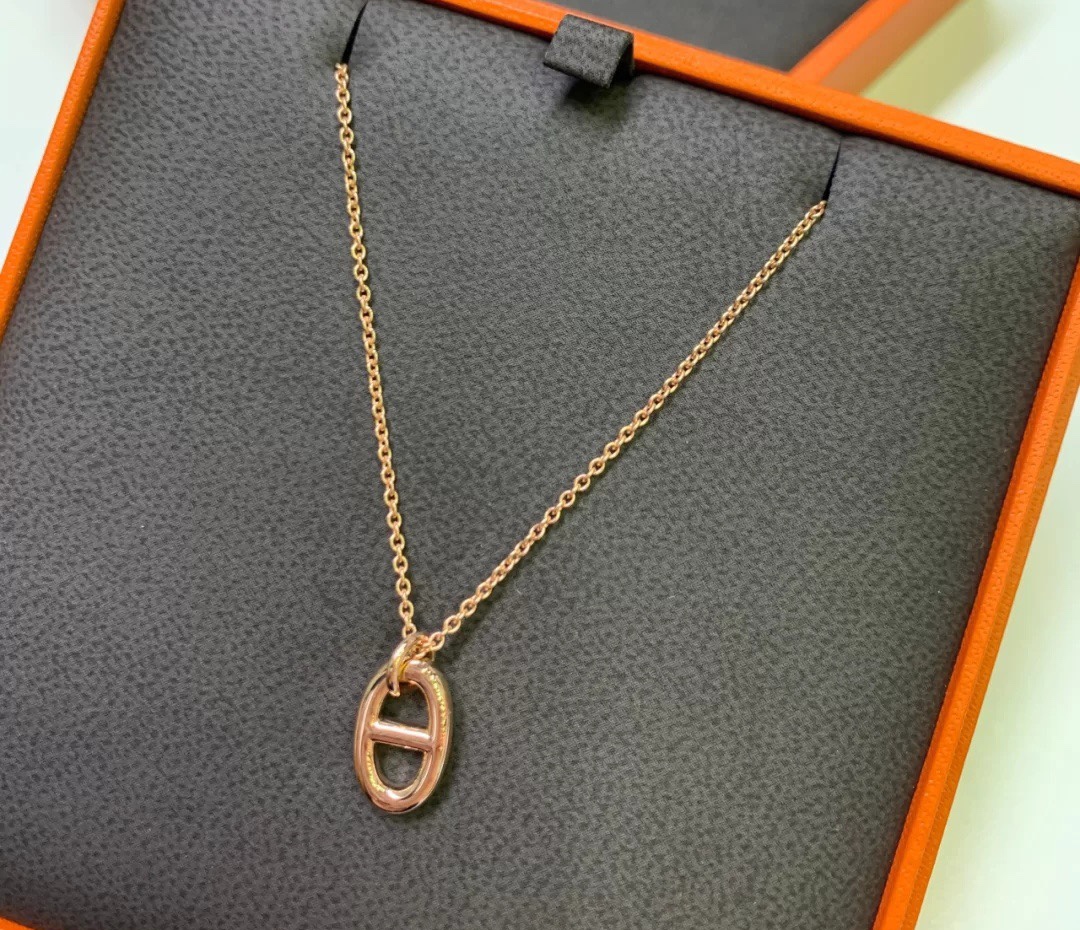 Replica Hermes Pig Nose Pendant Necklace - No Diamond