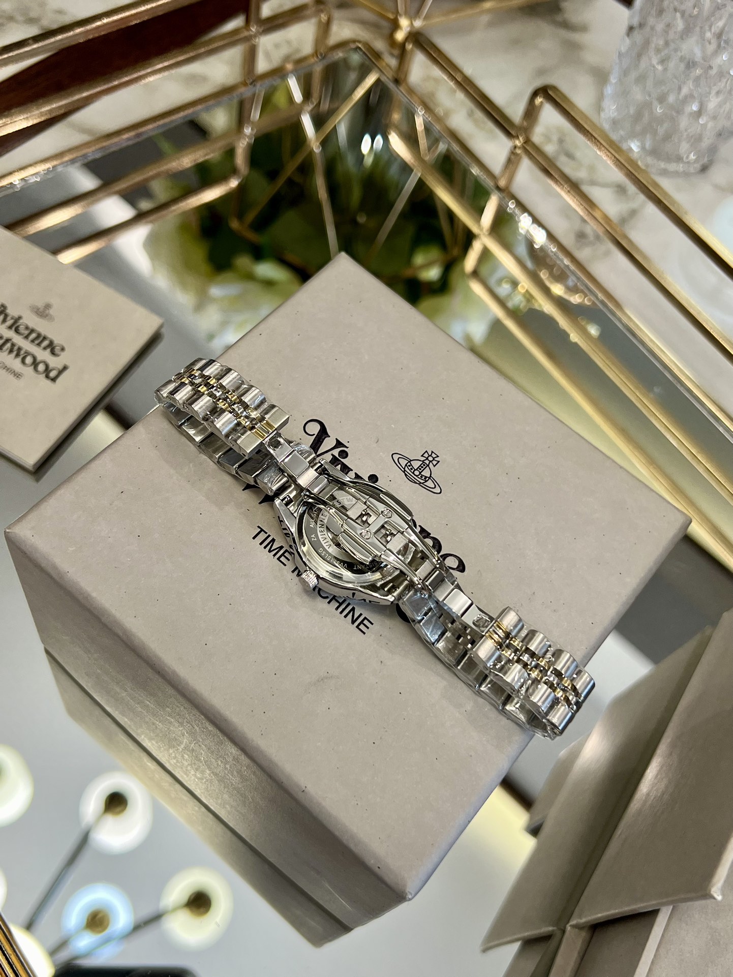 Replica Vivienne Westwood Silver Gold Mixed Color Band Watch - 30MM