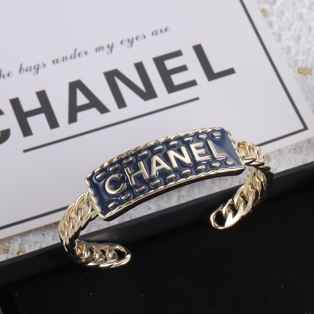 Replica Chanel Letters Denim Open Bangle Bracelet