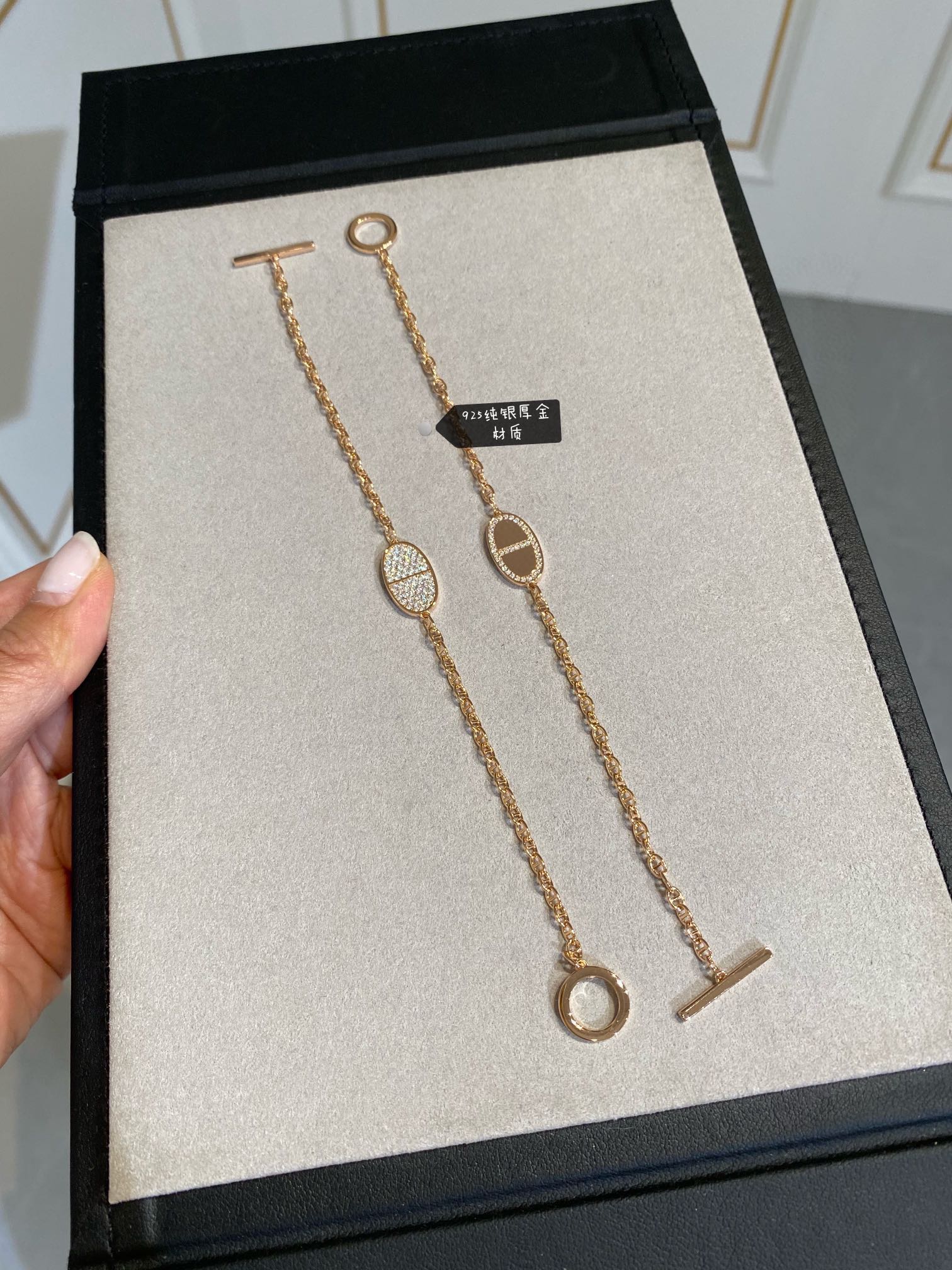 Replica Hermes New Diamond Paved Pig Nose Bracelet
