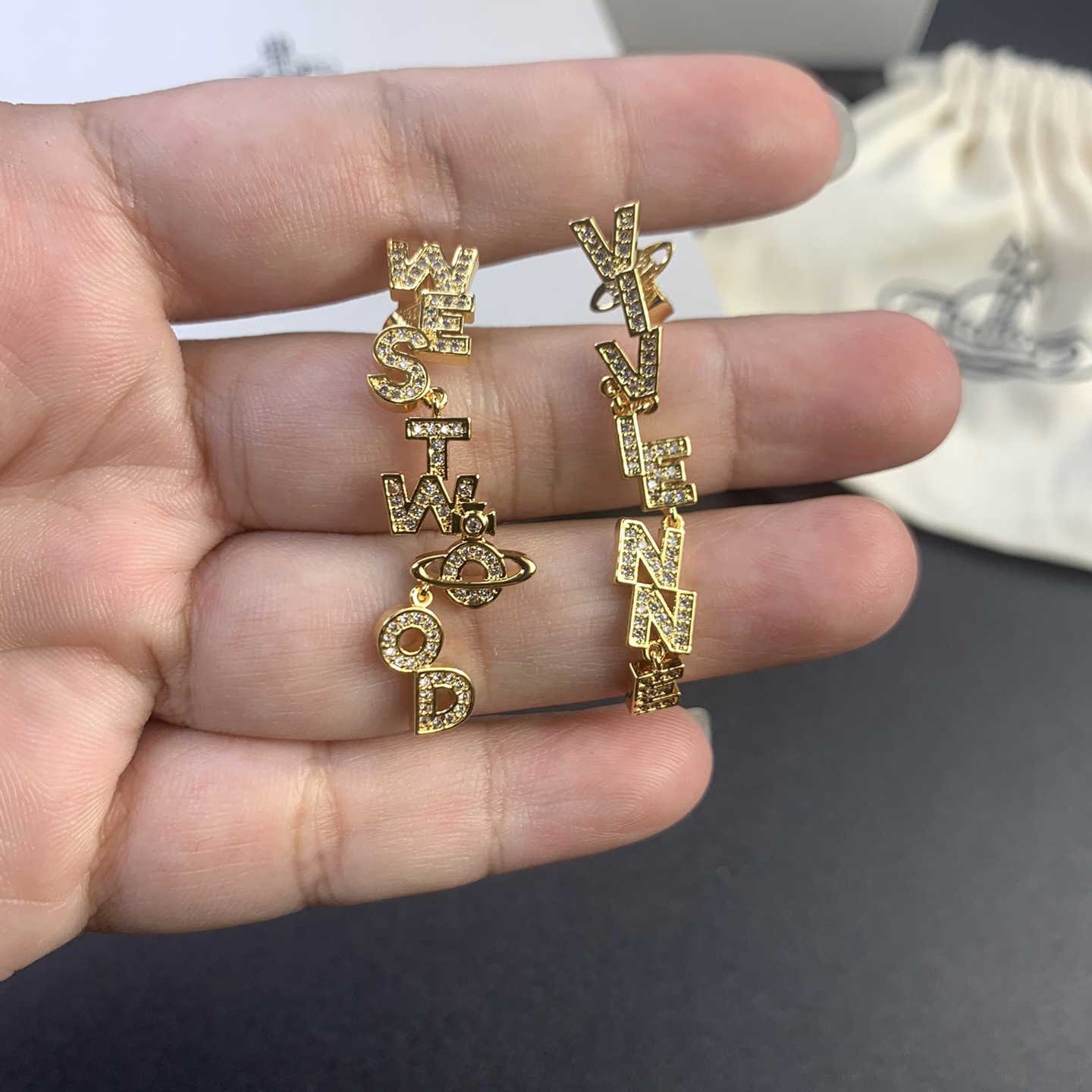 Replica Vivienne Westwood Letters Asymmetric Earrings