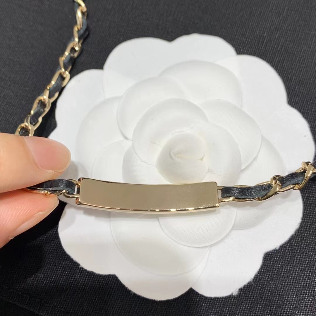 Replica Chanel Leather Cuban Chain Choker Necklace