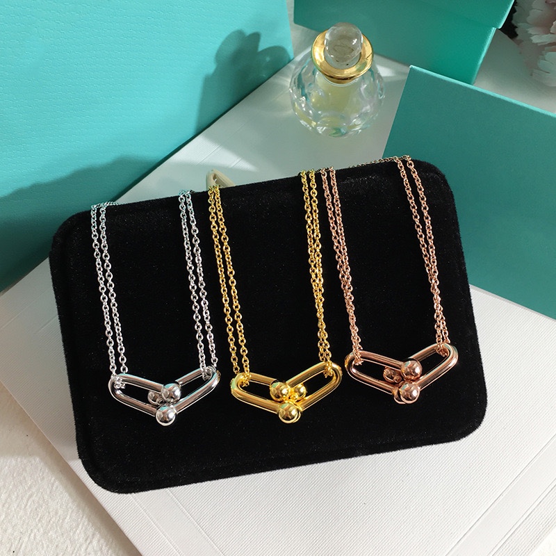 Replica Tiffany Double Horseshoe Clasp Pendant Necklace