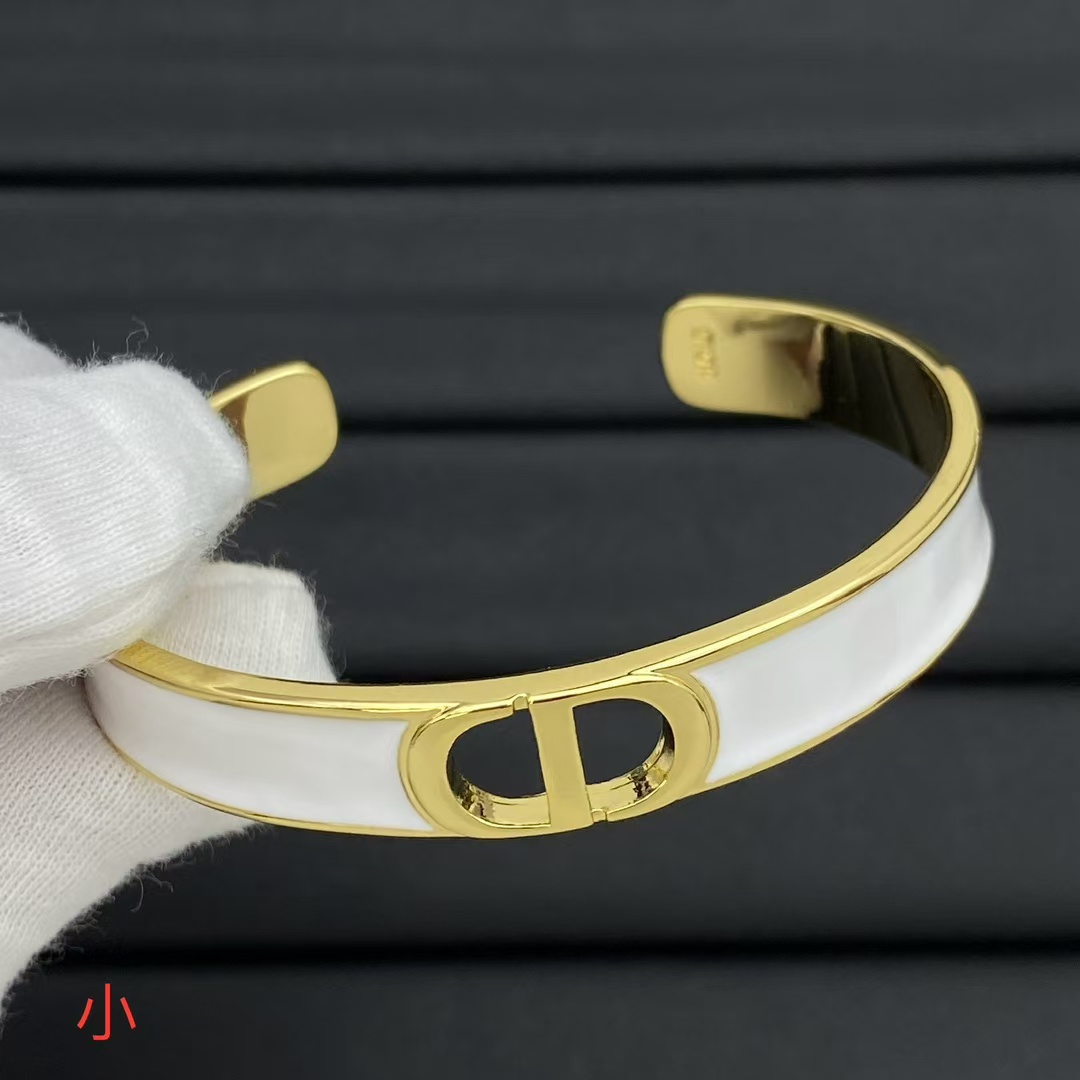 Replica Dior White Enamel Open Bracelet - Narrow