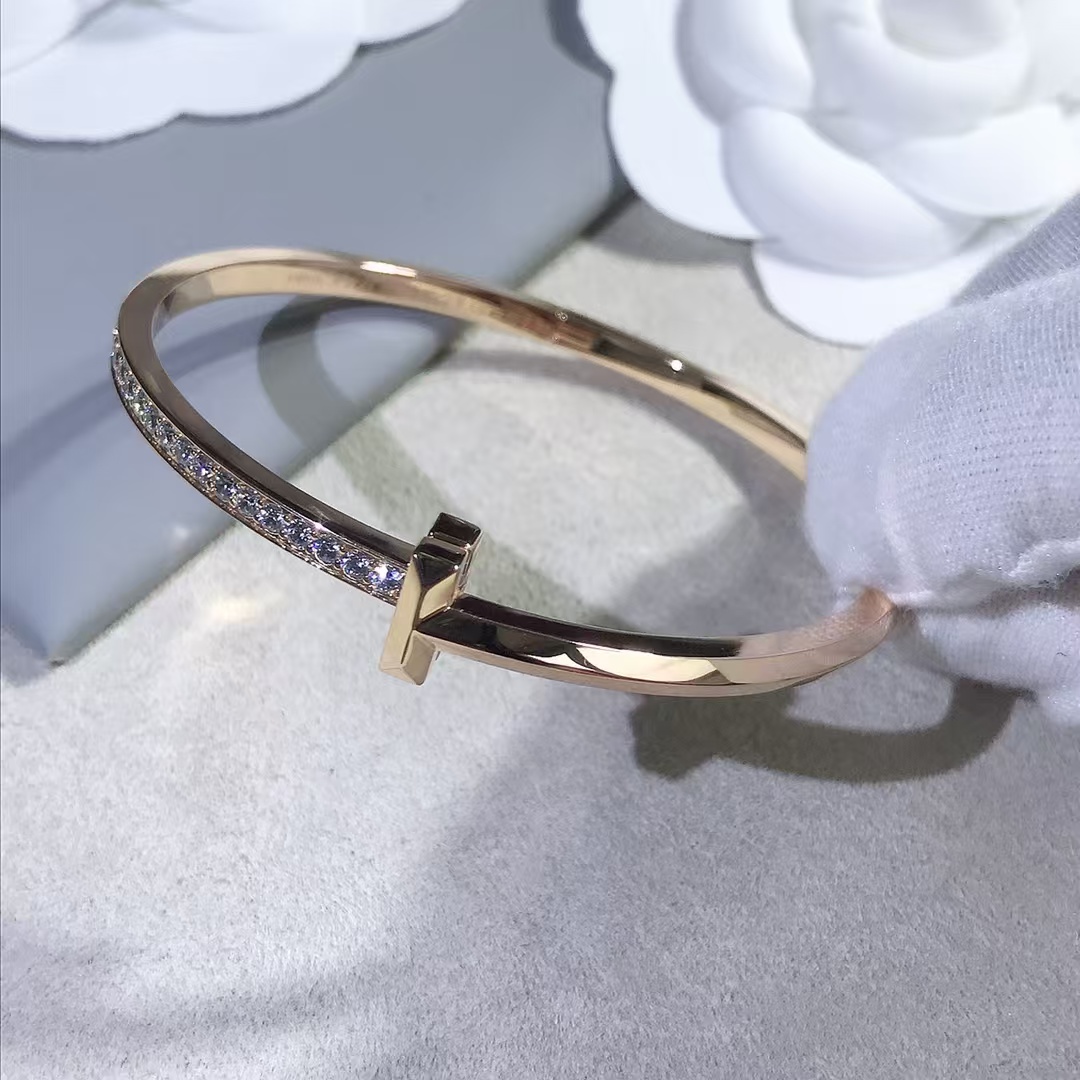 Replica Tiffany T1 Narrow Diamond Hinged Bangle