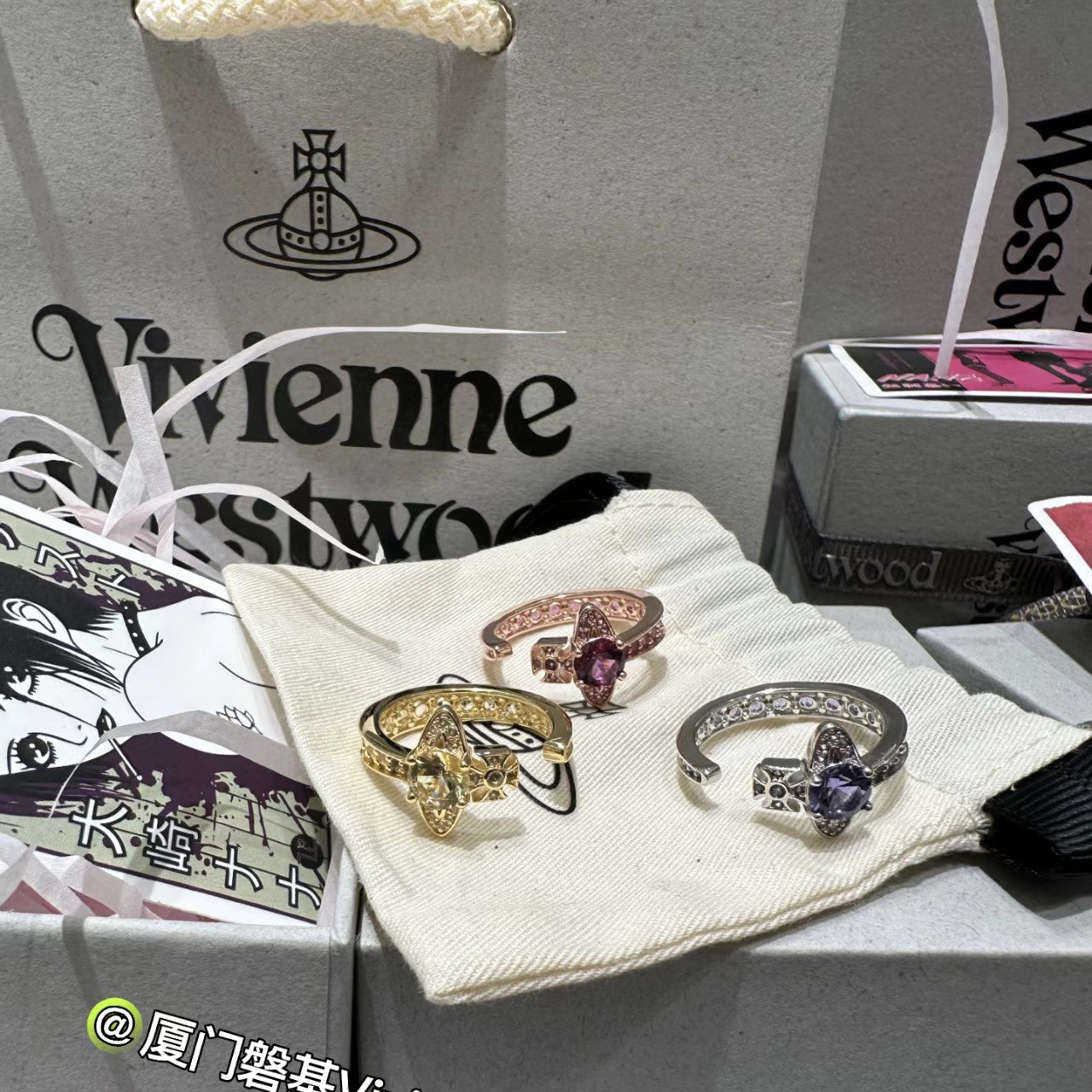 Replica Vivienne Westwood Multi Color Diamond Saturn Ring