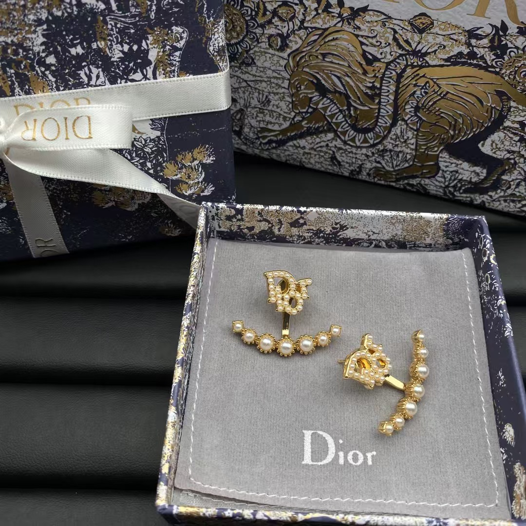 Replica Dior Pearl Paved Stud Earrings