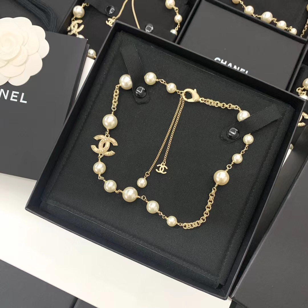 Replica Chanel Double C  Pearl Choker Necklace