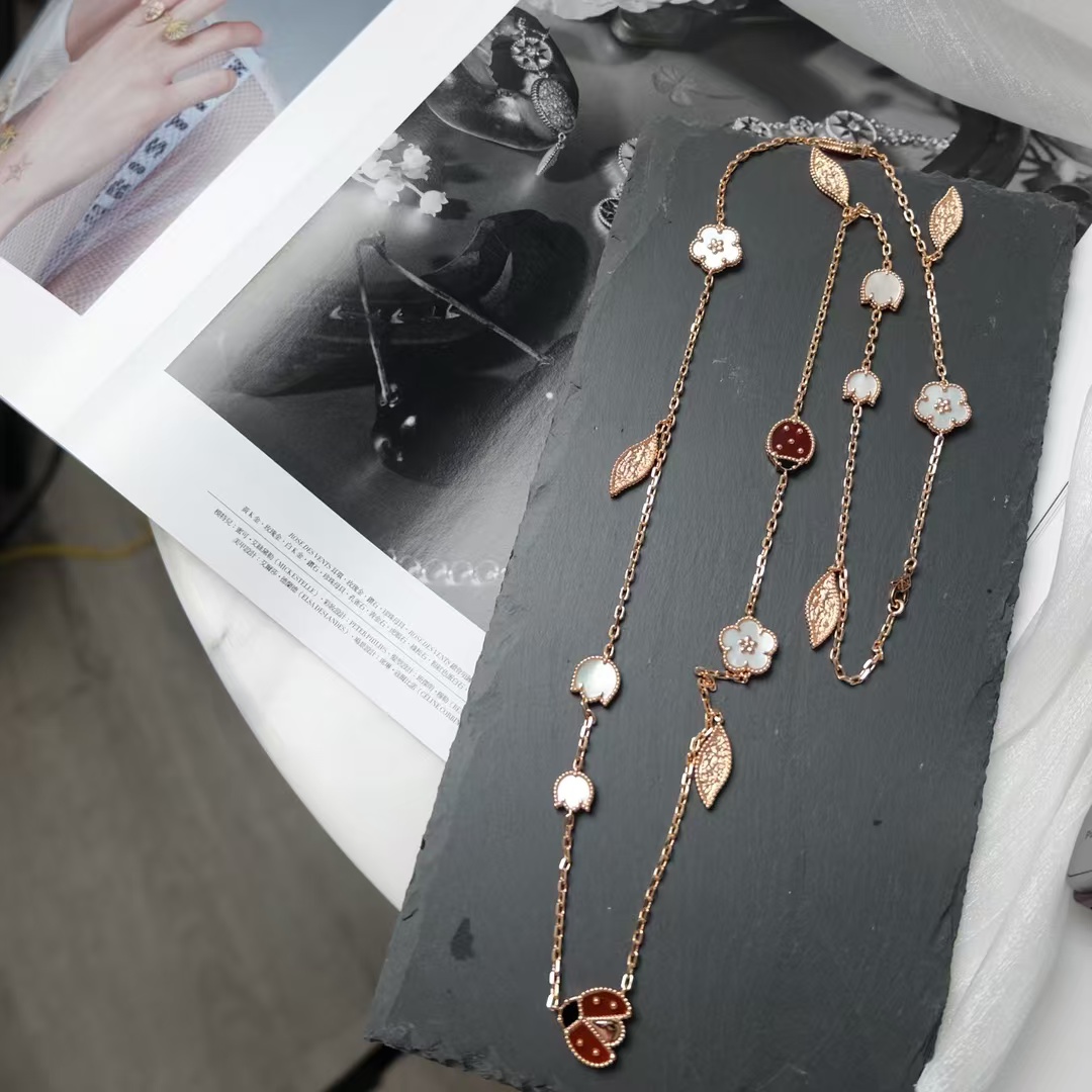 Replica Van Cleef & Arpels Lucky Spring Long Necklace, 15 Motifs