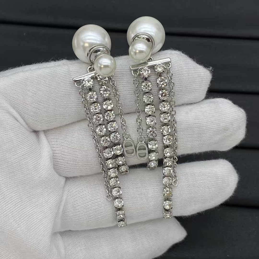 Replica Dior Pearl with Tassel Earrings