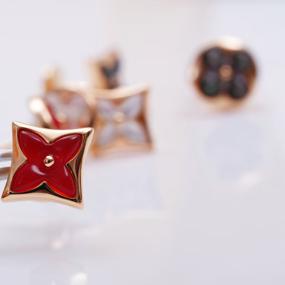 Replica Louis Vuitton AB Asymmetric Red Carnelian Earrings