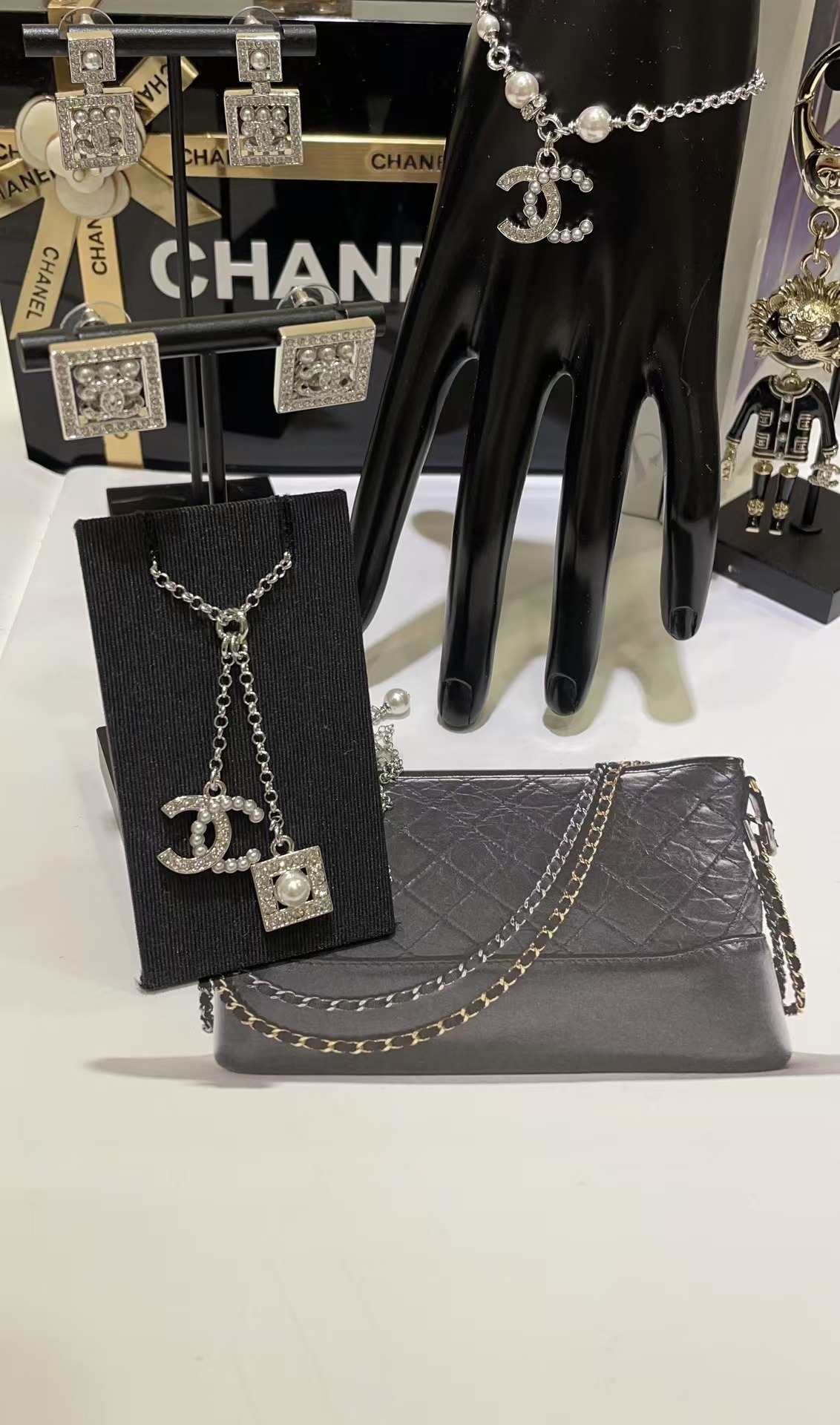 Replica Chanel Two Pendants Drop Y Necklace