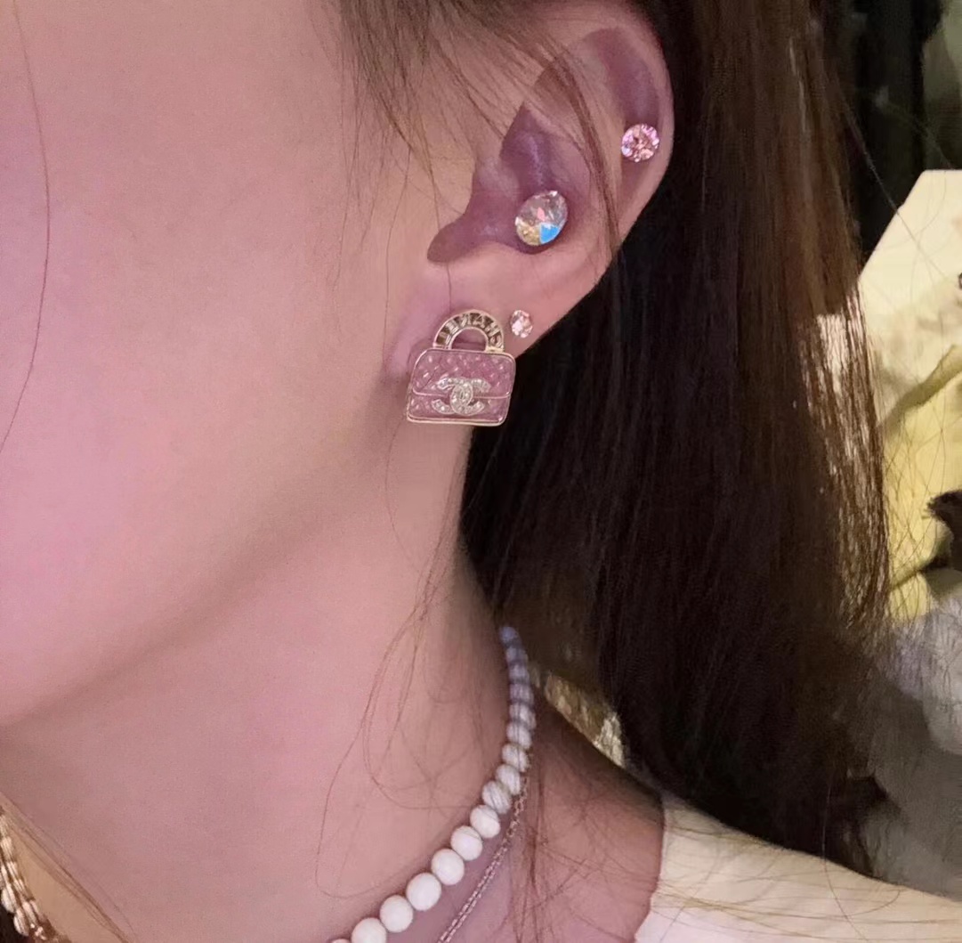 Replica Chanel Pink Bag Earrings