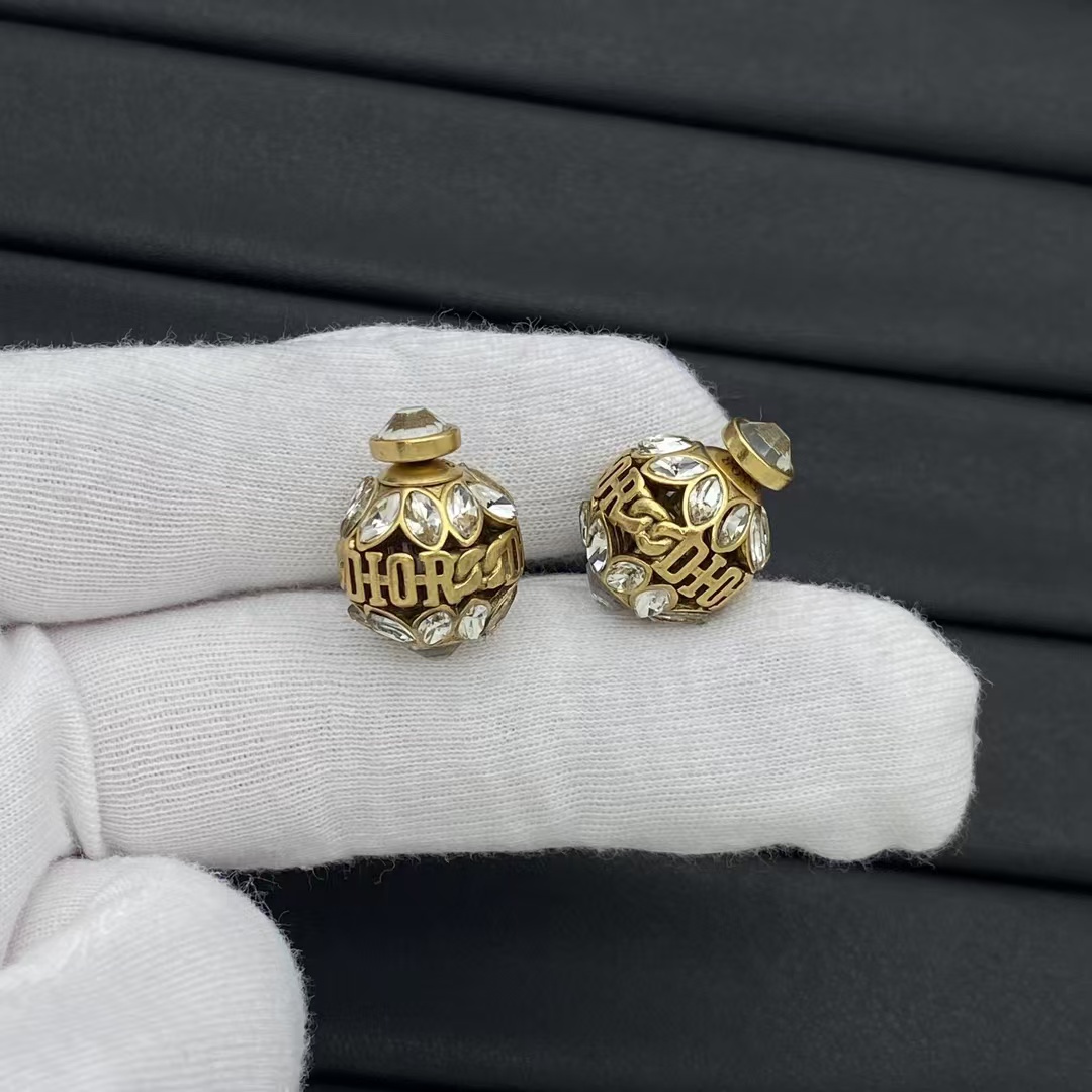 Replica Dior Letters Rhinestone Stud Earrings
