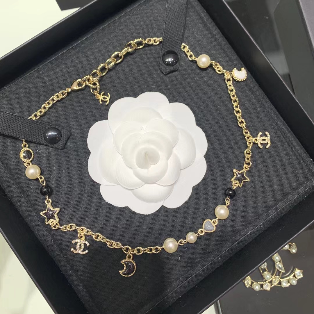 Replica Chanel Moon Star Pearl Charms Necklace