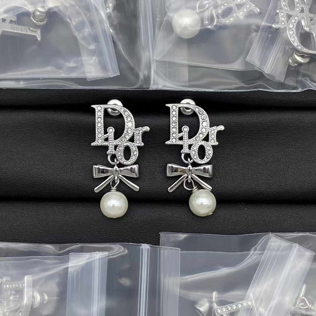 Replica Dior Bow Knot Pearl Drop Earrings