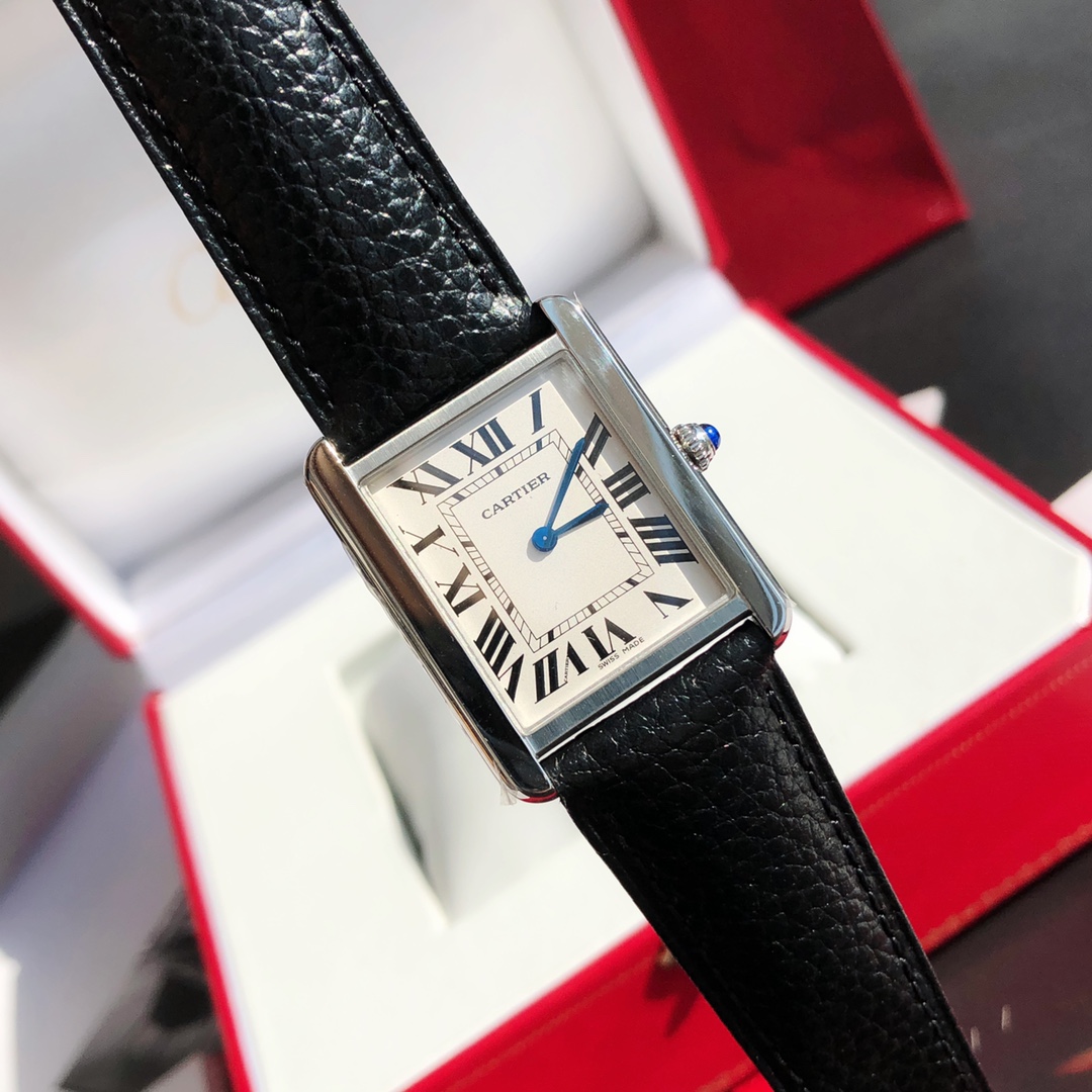 Replica Cartier Classic Tank Series Calf Leather Strap Women Watch