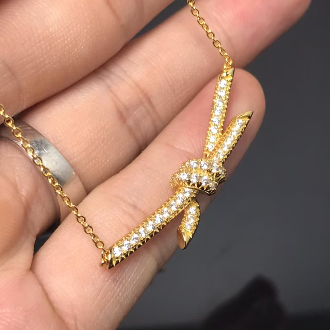 Replica Tiffany Knot Pendant Necklace - Full Diamond