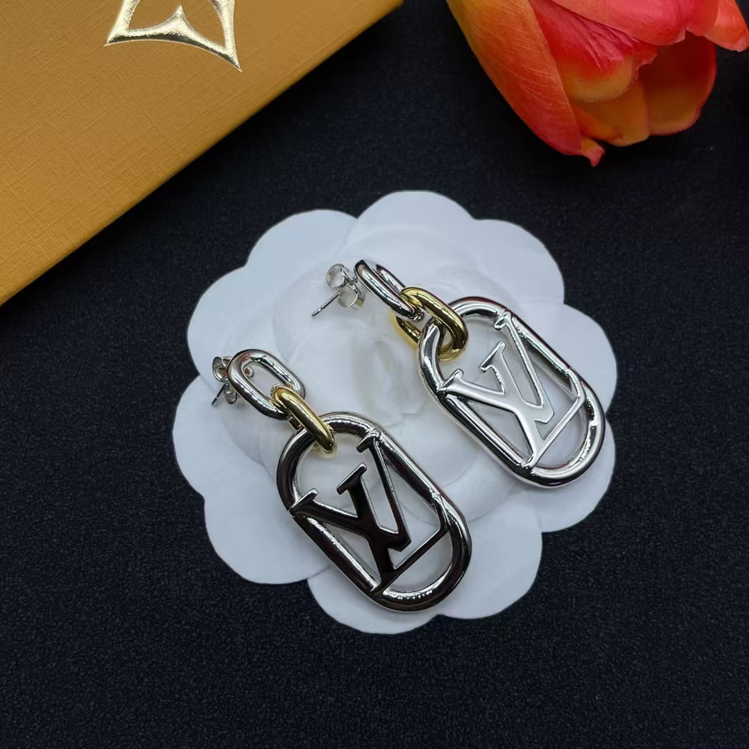 Replica Louis Vuitton Hollow LV Letter Long Earrings