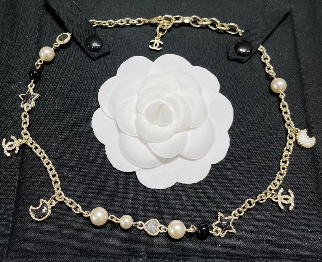 Replica Chanel Moon Star Pearl Charms Necklace