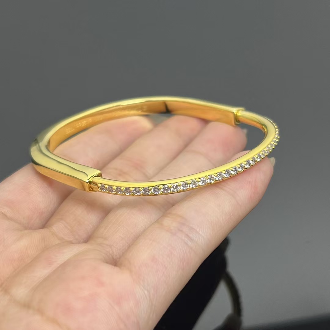 Replica Tiffany Lock Bangle Half Pavé Diamonds