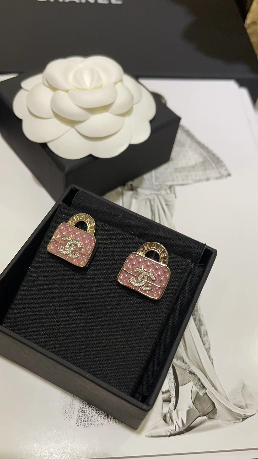 Replica Chanel Pink Bag Earrings