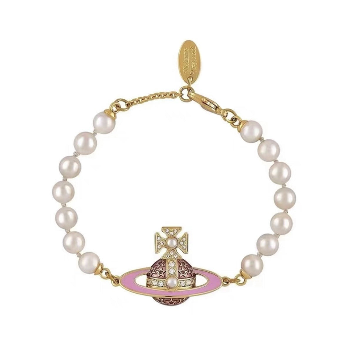 Replica Vivienne Westwood Enamel Diamond Saturn Bracelet