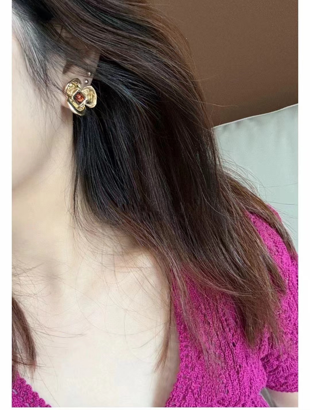 Replica Chanel Gold Camellia Stud Earrings