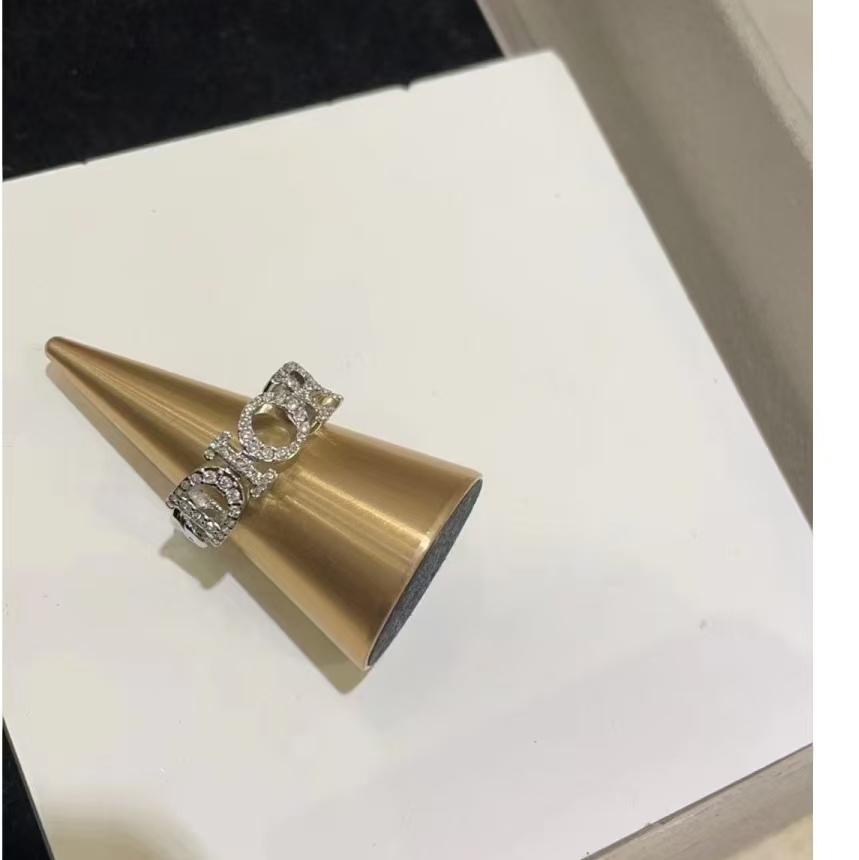 Replica Diamond Paved Dior Letters Open Ring