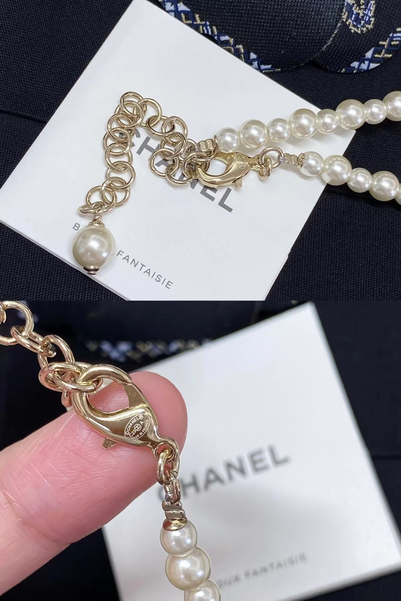 Replica Chanel Star Double C Pendant Pearl Necklace