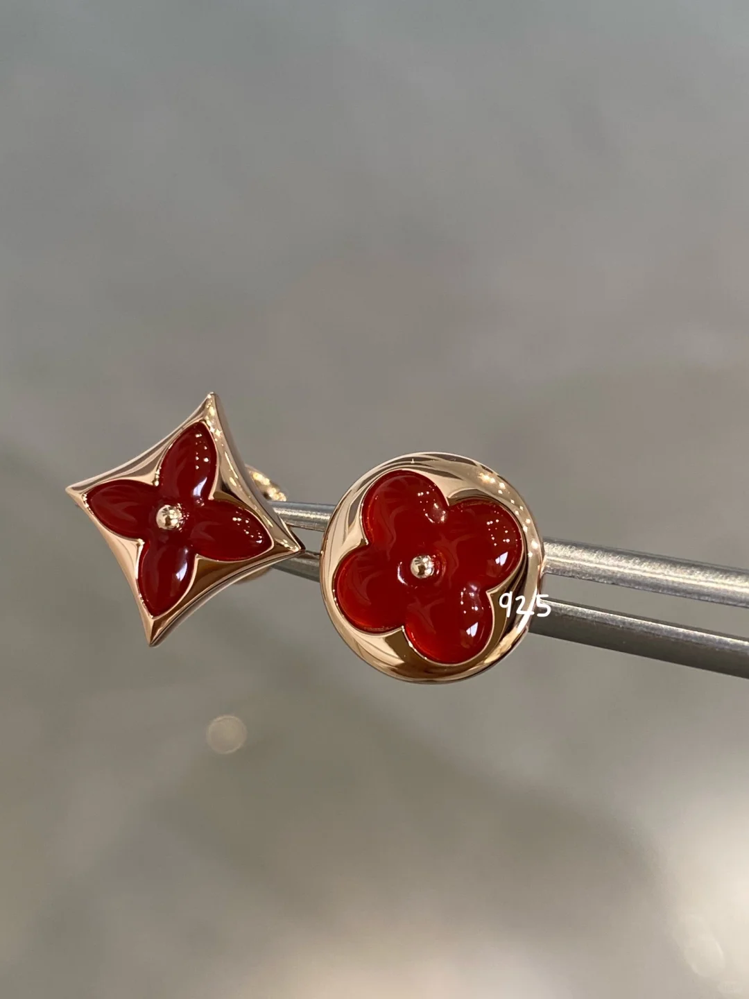 Replica Louis Vuitton AB Asymmetric Red Carnelian Earrings