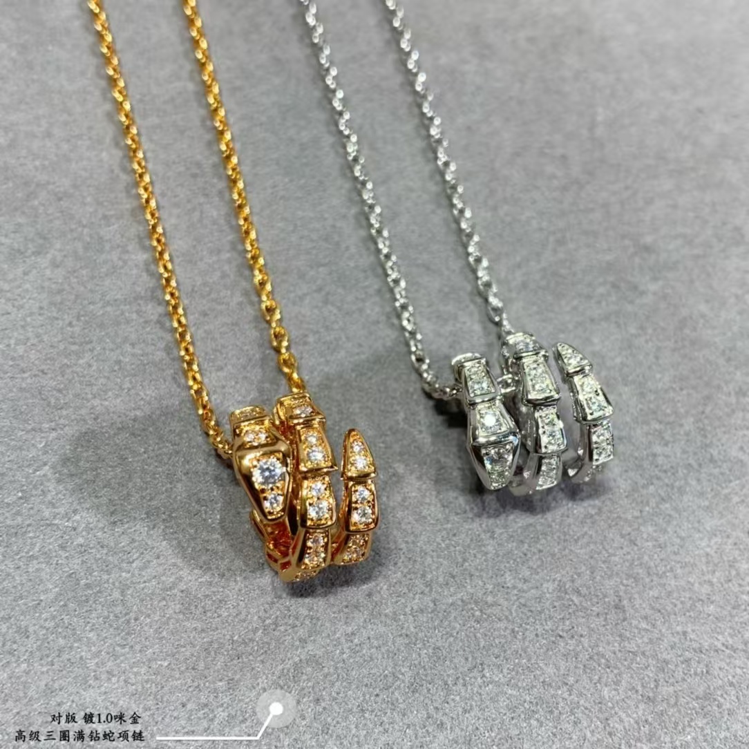 Replica Bvlgari Serpenti Viper Necklace - Full Diamond