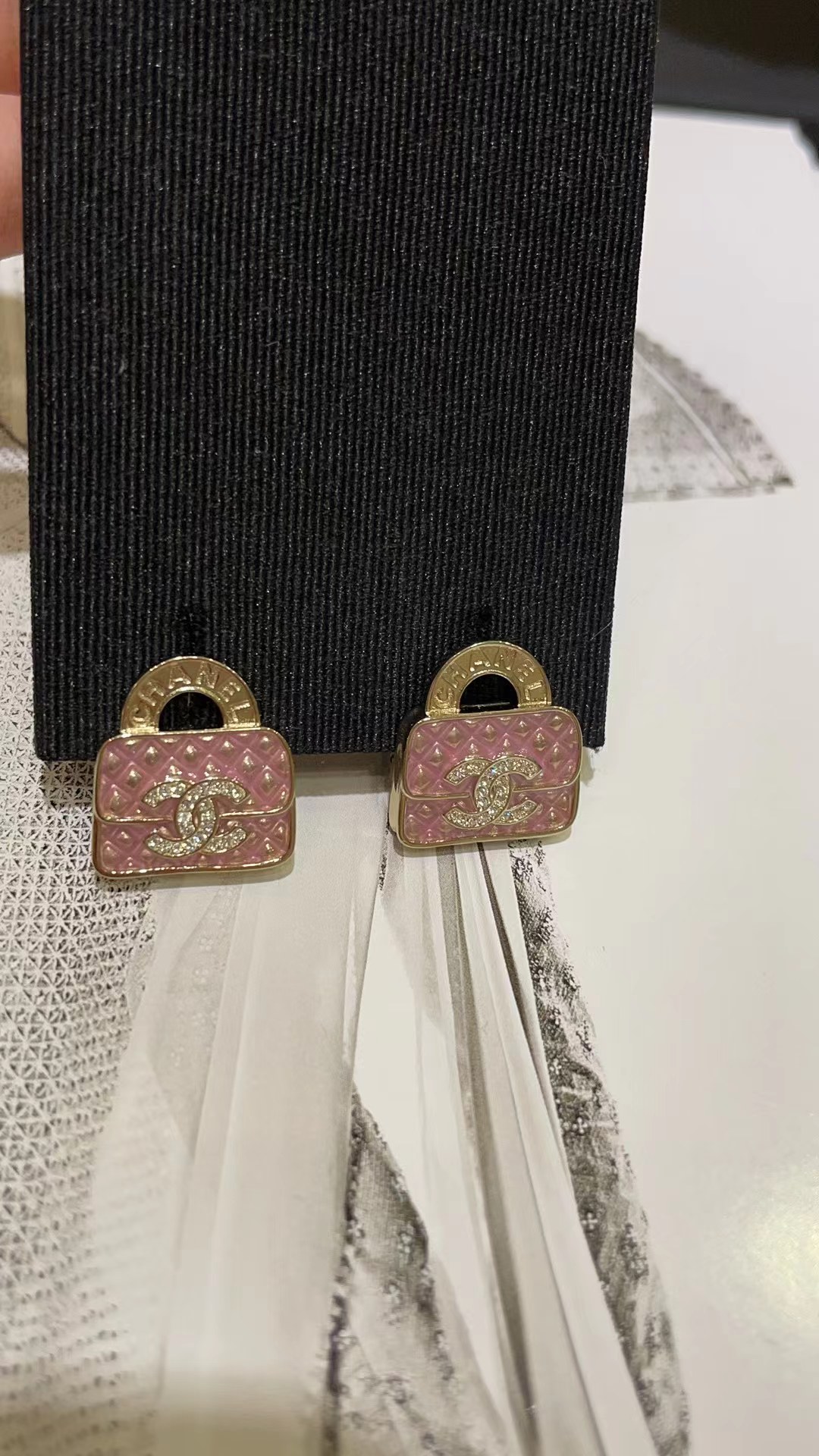 Replica Chanel Pink Bag Earrings