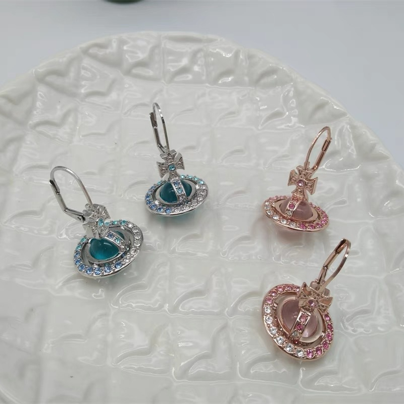 Replica Vivienne Westwood Gradient Color Diamond Crystal Ball Saturn Earrings